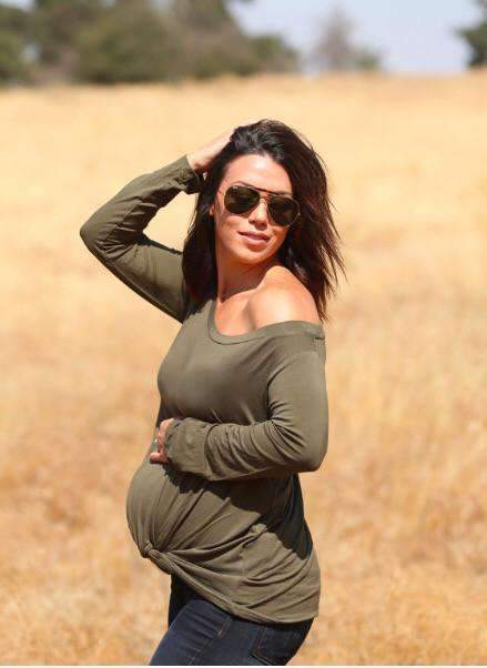 Bump & Beyond - Olive Maternity And Nursing Knotted Shirt
